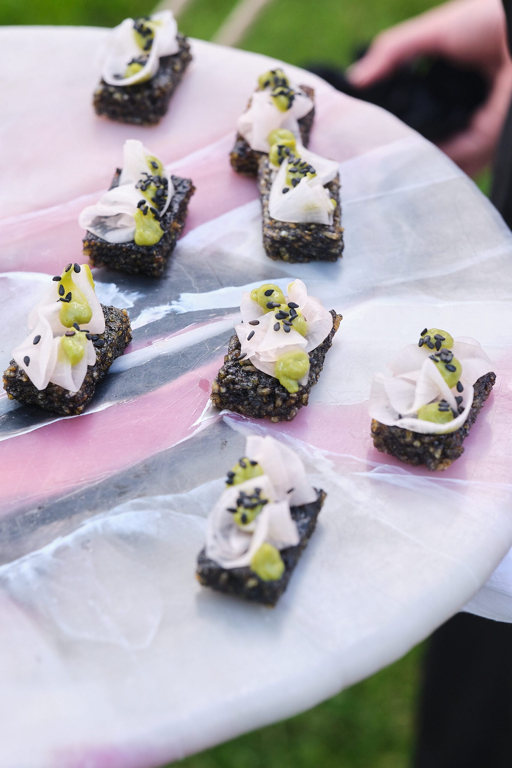 Canapes served on a platter at an event