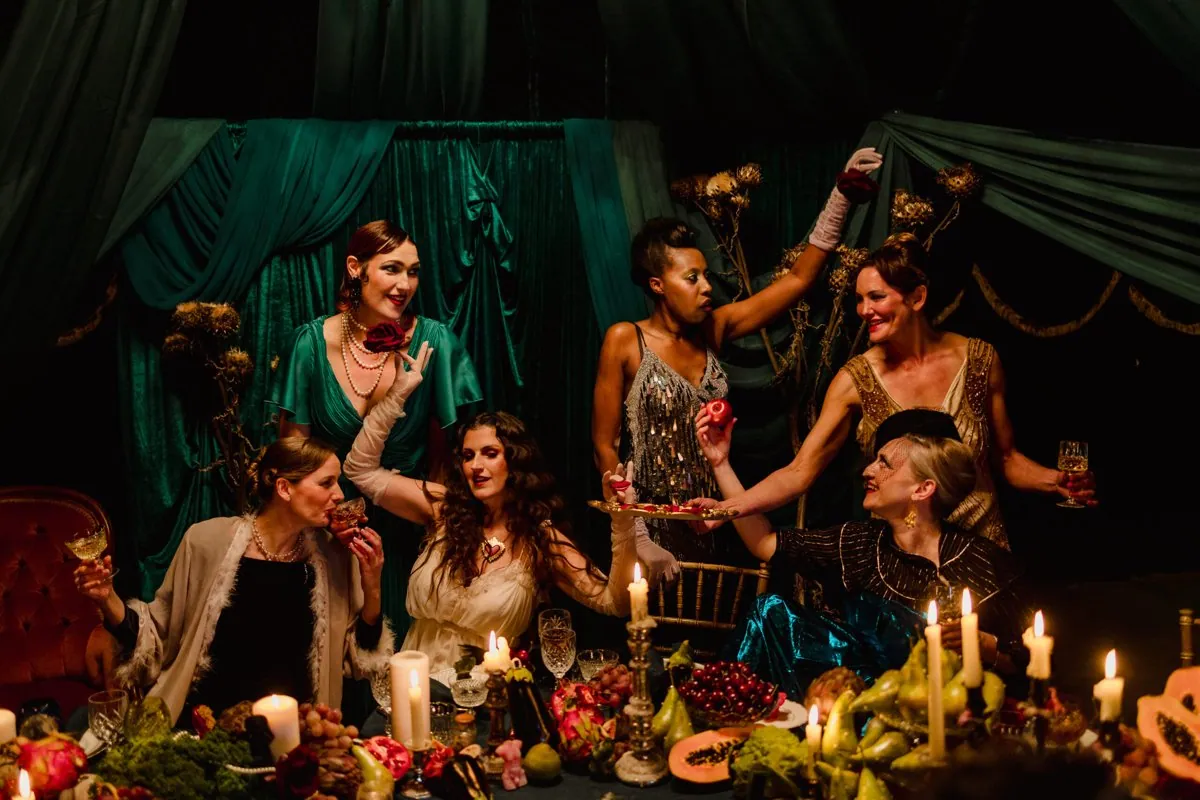 Wickedly Bound: A Study in Opulence Inside a Green Velvet Marquee