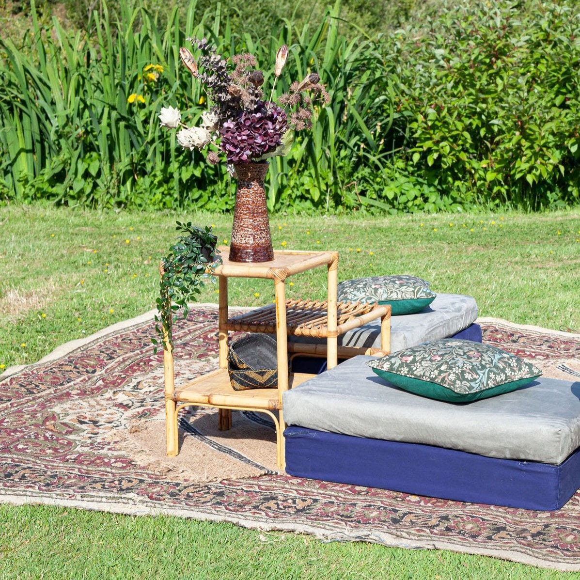 Bamboo two tier side table