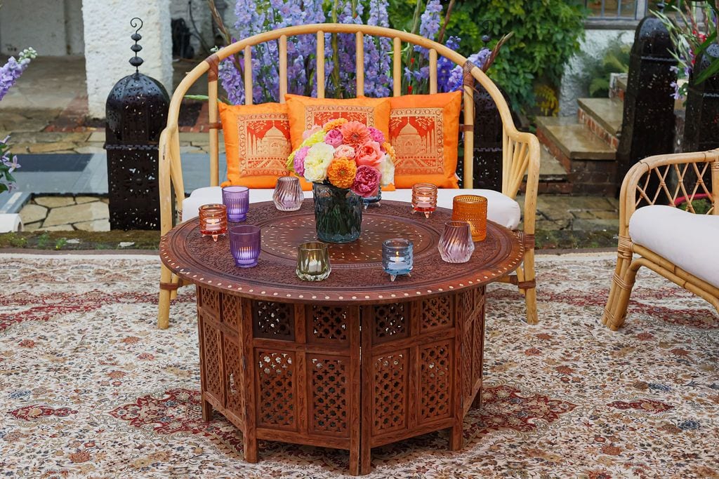 Carved brass coffee table