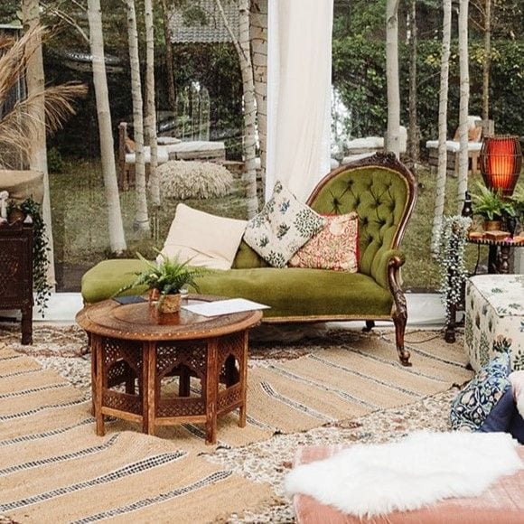 Forest Green Velvet Chaise Lounge
