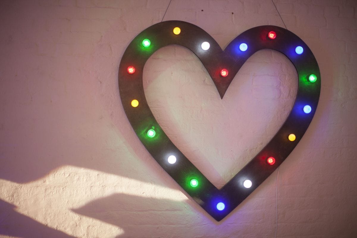 Heart Luminaire -18 Lamp (white bulbs also available)
