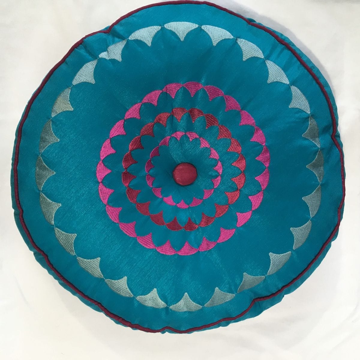 Round Cushion - Blue Satin