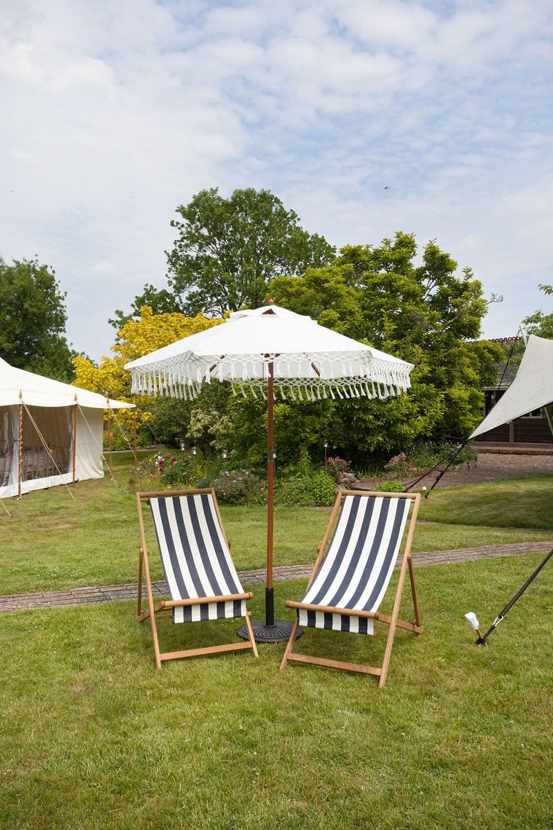 Striped Deckchair - Blue and White