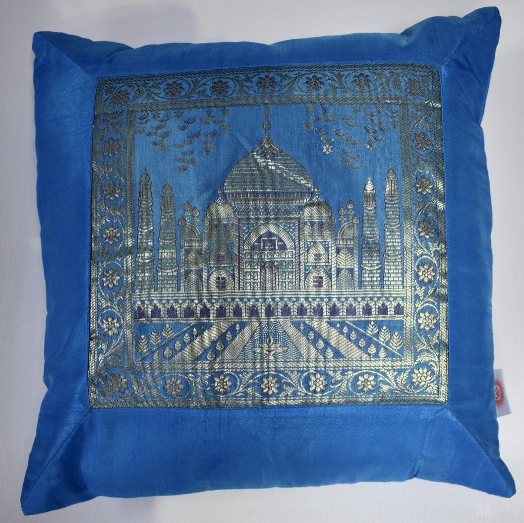 Varanasi Cushion - Cyan Blue