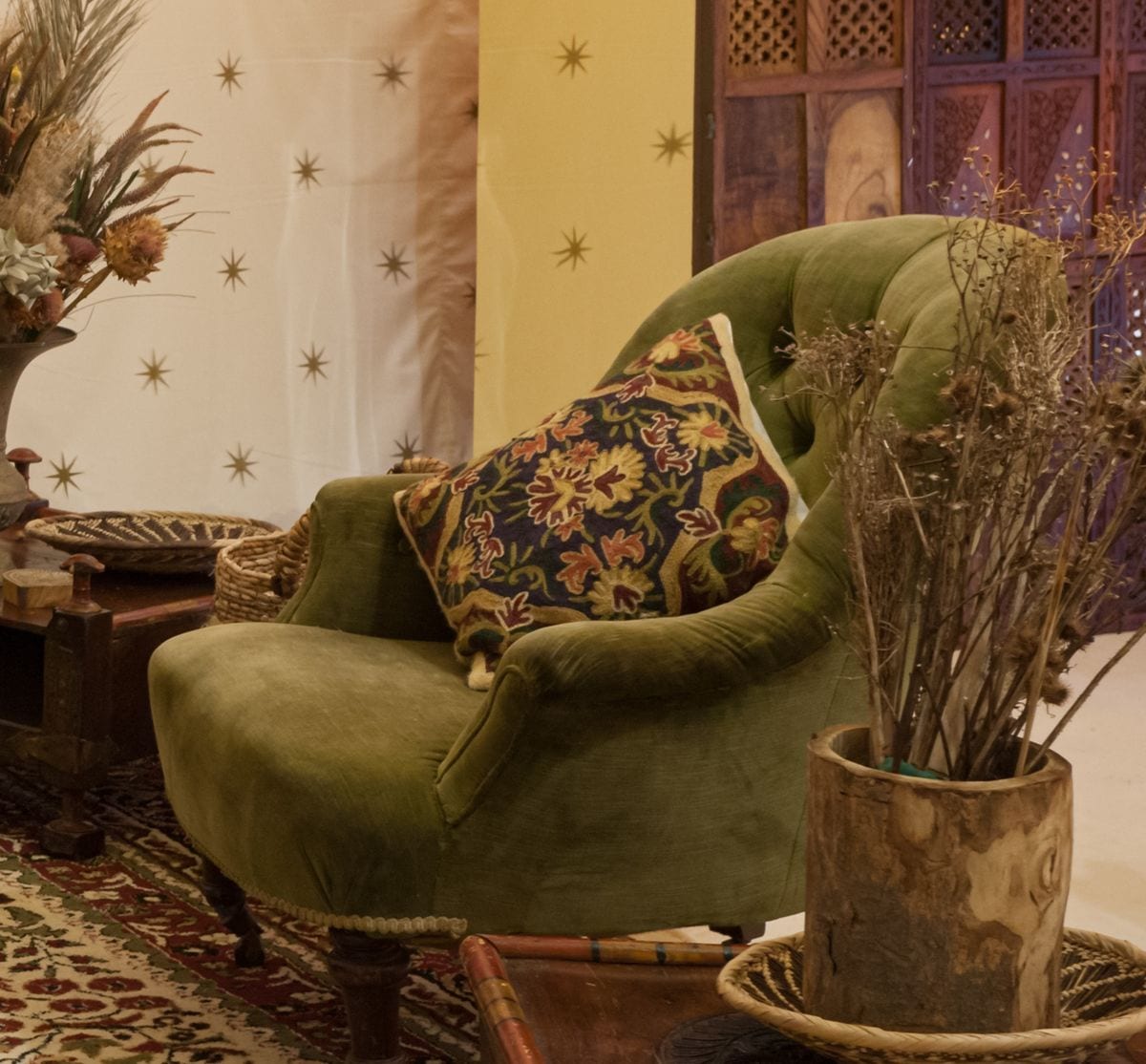 Velvet Armchair - Forest Green