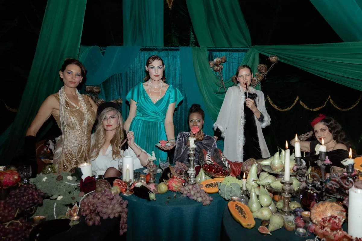 Wickedly Bound: A Study in Opulence Inside a Green Velvet Marquee
