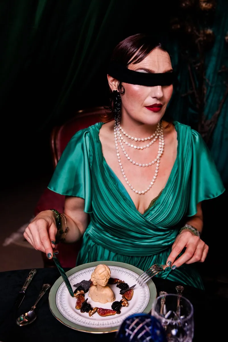Wickedly Bound: A Study in Opulence Inside a Green Velvet Marquee