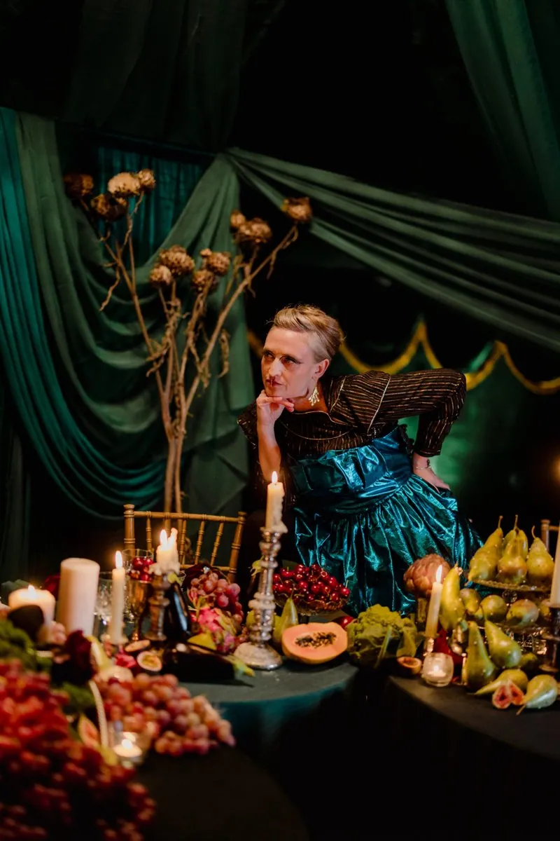 Wickedly Bound: A Study in Opulence Inside a Green Velvet Marquee
