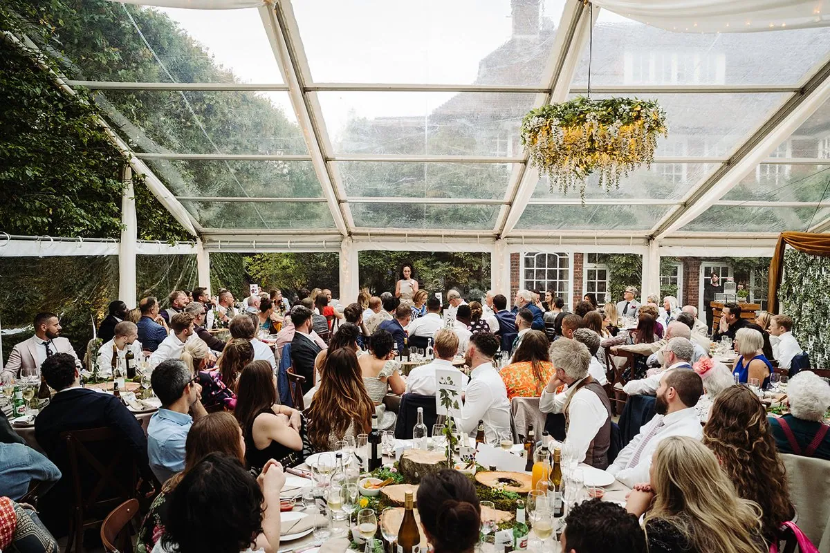 Jewish Garden Wedding in a Clear Marquee