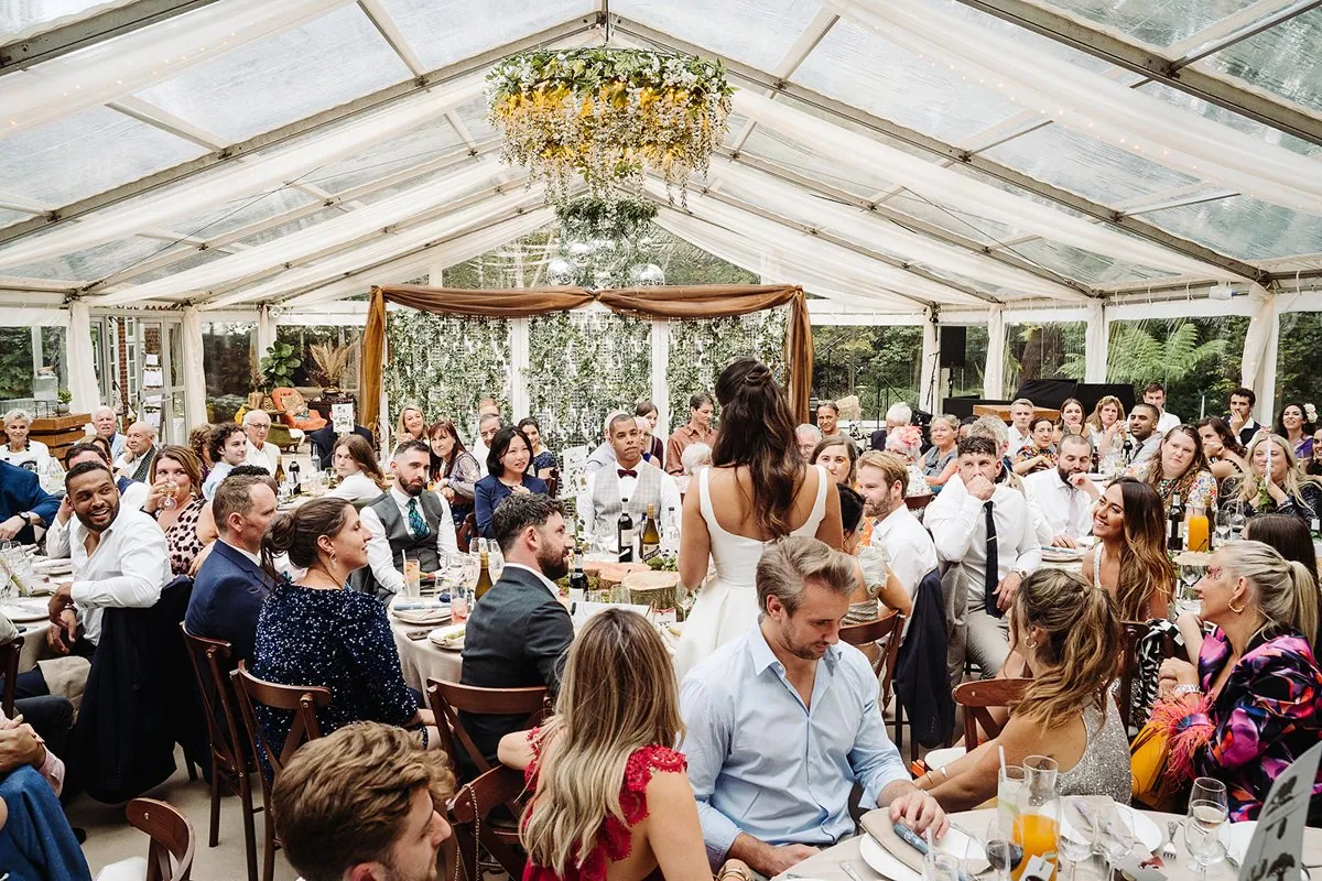 Jewish Garden Wedding in a Clear Marquee